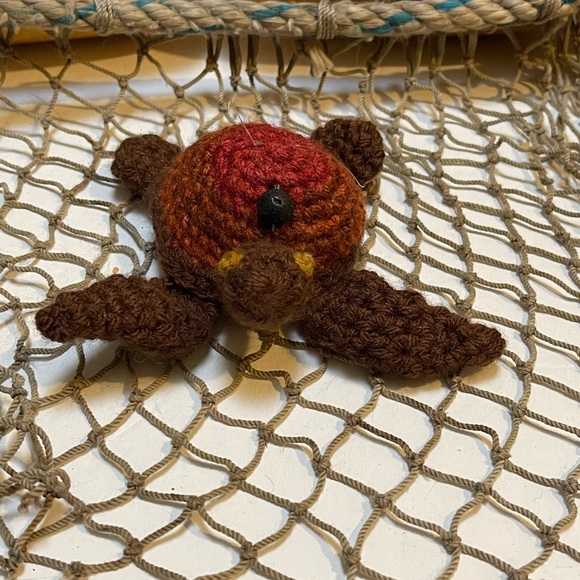 Crochet Brown & Rust Lava Bead Essential Oil Diffuser Sea Turtle Ornament SK - Picture 4 of 5